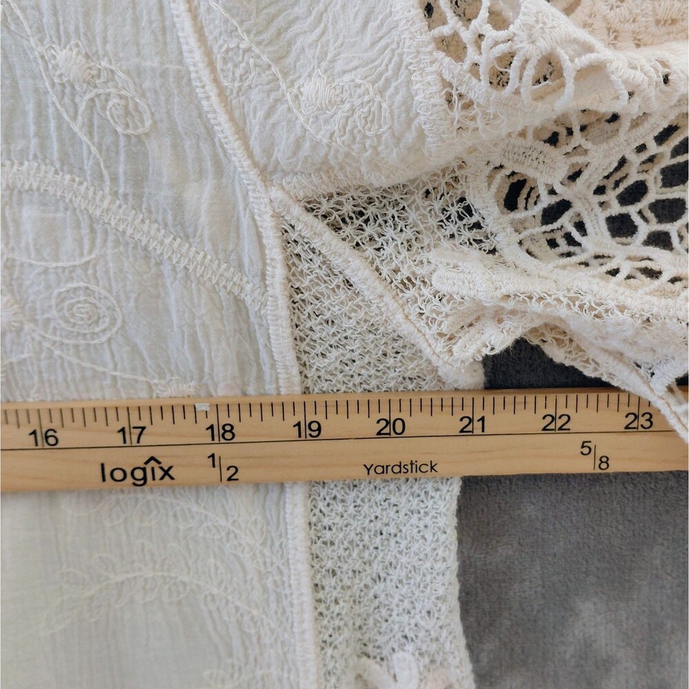 Latitude 10 Crochet Boho Cotton Tunic Women's Large Coverup Delicate Appliques - Picture 9 of 10